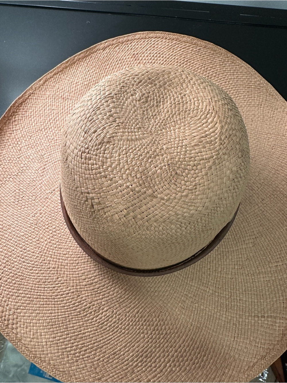 Ralph Lauren Natural Straw Hat, leather band, NavyTag, SMALL - Picture 5 of 11